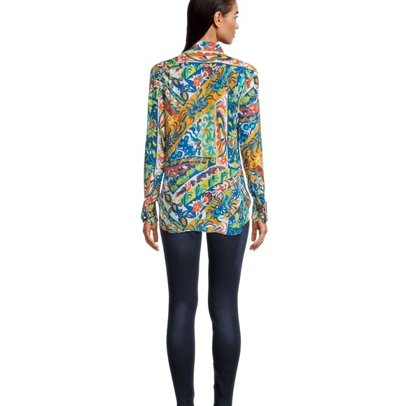 Robert Graham Gabriela Mosaic Tile Printed Shirt  (T3) - Picture 3 of 10